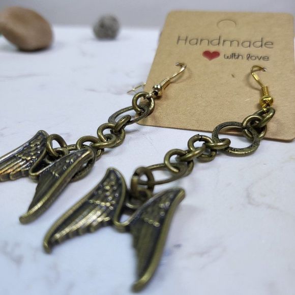 Handmade earrings steampunk style wings - Picture 1 of 4